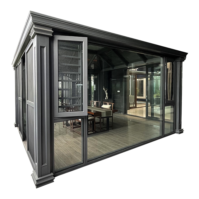 aluminum lowe tempered glass great view cruve shape roof hot sale sunroom